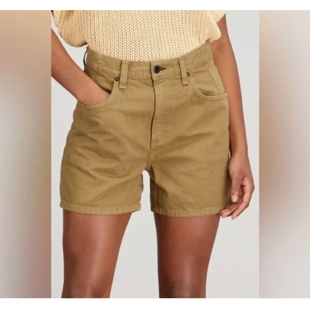 ASKK NY High Waist Cotton Shorts in Khaki